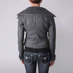 Ci Sono by Adi Junior's Faux Leather Wool Collar Jacket