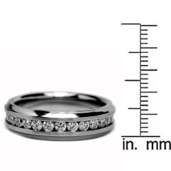 Stainless Steel Channel-set Clear Cubic Zirconia Eternity Ring