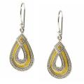 14k Gold and Sterling Silver Teardrop Dangle Earrings