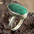 Sterling Silver 'Legacy' Chrysocolla Solitaire Ring (Peru)