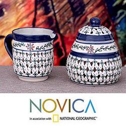 Ceramic 'Sierra Wonders' Creamer and Sugar Bowl Set (Mexico)