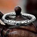 Men's Sterling Silver 'Meditate' Blue Topaz Bracelet (Indonesia)