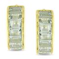 Yellow Silver Green Amethyst Earrings