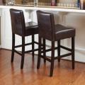 Brown Leather Bar Stools (Set of 2)