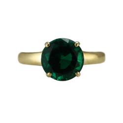 10k Yellow Gold Lab-created Emerald Solitaire Ring