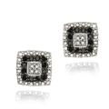 Sterling Silver 1/8ct TDW Black Diamond Square Earrings