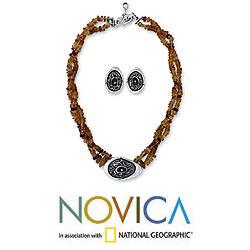 Sterling Silver 'Honey Sea' Amber Jewelry Set (Mexico)