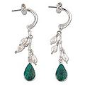 Silver 'Sweet Perfection' Pearl and Gem Earrings (5-5.5 mm) (Peru)