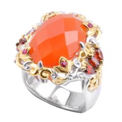 Michael Valitutti Two-tone Carnelian, Garnet and Ruby Ring