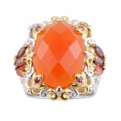 Michael Valitutti Two-tone Carnelian, Garnet and Ruby Ring