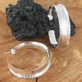 Sterling Silver Hammered Convex Hoop Earrings (Mexico)