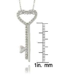 Fusion Silvertone Diamond Accent Heart Key Necklace
