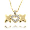Fusion 14k Gold Overlay Diamond Accent Heart and 'X' Necklace