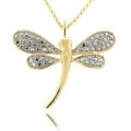 Fusion 14k Gold Overlay Diamond Accent Dragonfly Necklace