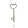 Fusion Silvertone Diamond Accent Heart Key Necklace