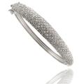 Fusion Silvertone Diamond Accent Bangle Bracelet