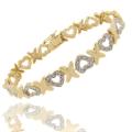 Fusion 14k Gold Overlay Diamond Accent 'X' and Heart Bracelet