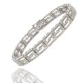 Fusion Silvertone Diamond Accent Greek Key Bracelet