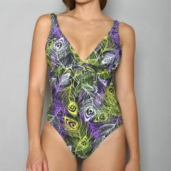 Island World Apparel One-piece Peacock Feathers Print Swimsuit