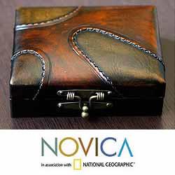 Leather 'Winding Path' Card Box (Brazil)