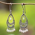 Handcrafted Sterling Silver 'Wings' Pearl Earrings (3 mm) (Indonesia)