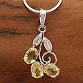Handcrafted Sterling Silver 'Bihar Buds' Citrine Necklace (India)
