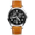 Swiss Army Men's 'Alliance' Chrono Black Dial Leather Strap