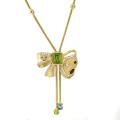 14k Vermeil Over Silver Peridot, Topaz, Sapphire and Garnet Necklace