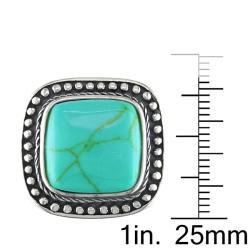 Sterling Silver Cushion-cut Turquoise Cabochon Cocktail Ring
