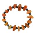 Carnelian Gemstone and Round Onyx Bead Stretch Bracelet