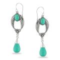 Sterling Silver Oval and Pear-cut Turquoise Earrings