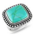 Sterling Silver Cushion-cut Turquoise Cabochon Cocktail Ring