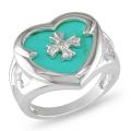Sterling Silver Heart-cut Turquoise Cross Inlay Ring