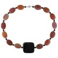Sterling Silver Multi-colored Gemstone Bead Necklace