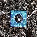 Sterling Silver 'Blue Rhapsody' Dichroic Art Glass Necklace (Mexico)