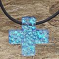 Sterling Silver 'Seafarer Cross' Dichroic Art Glass Necklace (Mexico)