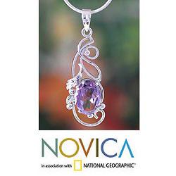 Handcrafted Sterling Silver 'Delhi Lilac' Amethyst Necklace (India)