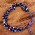 Sterling Silver 'Love Heals' Lapis Lazuli Beaded Bracelet (India)