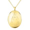 14k Gold and Sterling Silver Virgin Mary Oval Locket Necklace