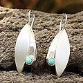Sterling Silver 'Taxco Flora' Turquoise Earrings (Mexico)