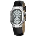 Philip Stein Women's 'Signature' Shiny Black Strap Dual Time Watch