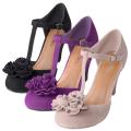 Journee Collection Women's 'ARIEL-47' Flower Accent T-strap Heels