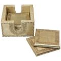 Wooden Iridescent Cream Coaster Set with Holder (India)