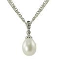 Pearls For You Silver FW Pearl/ Diamond Accent Necklace (8.5-9 mm) (H-I, I-3)