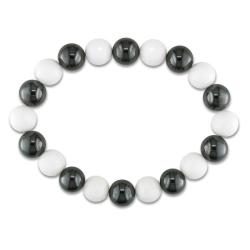 White Jasper and Hematite Stretch Bracelet