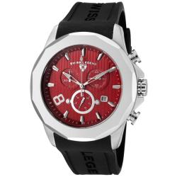 Swiss Legend Men's Monte Carlo Red Dial Black Rubber Chronograph Watch