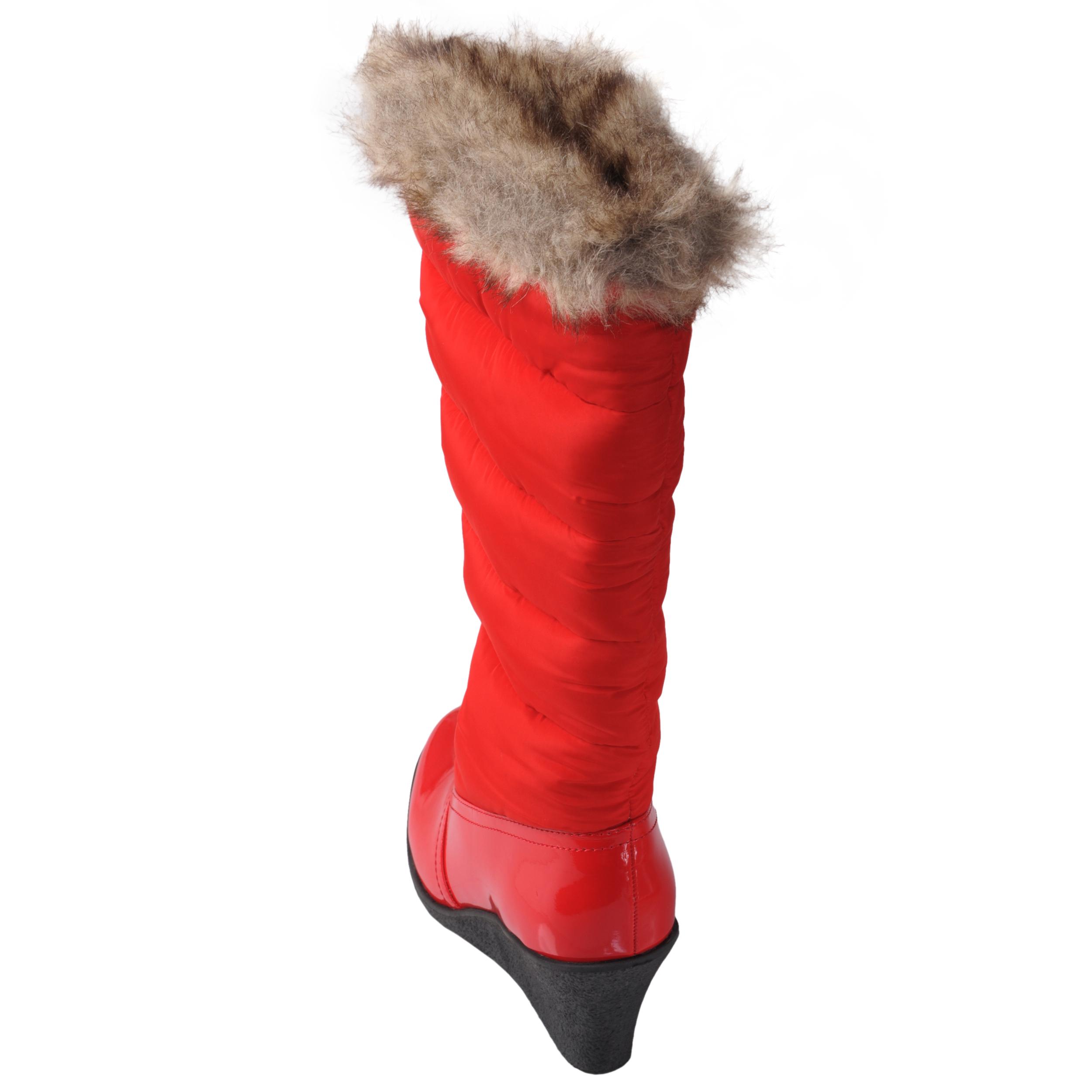 Journee Collection Women's 'NALA-43' Faux Fur Trim Wedge Boots