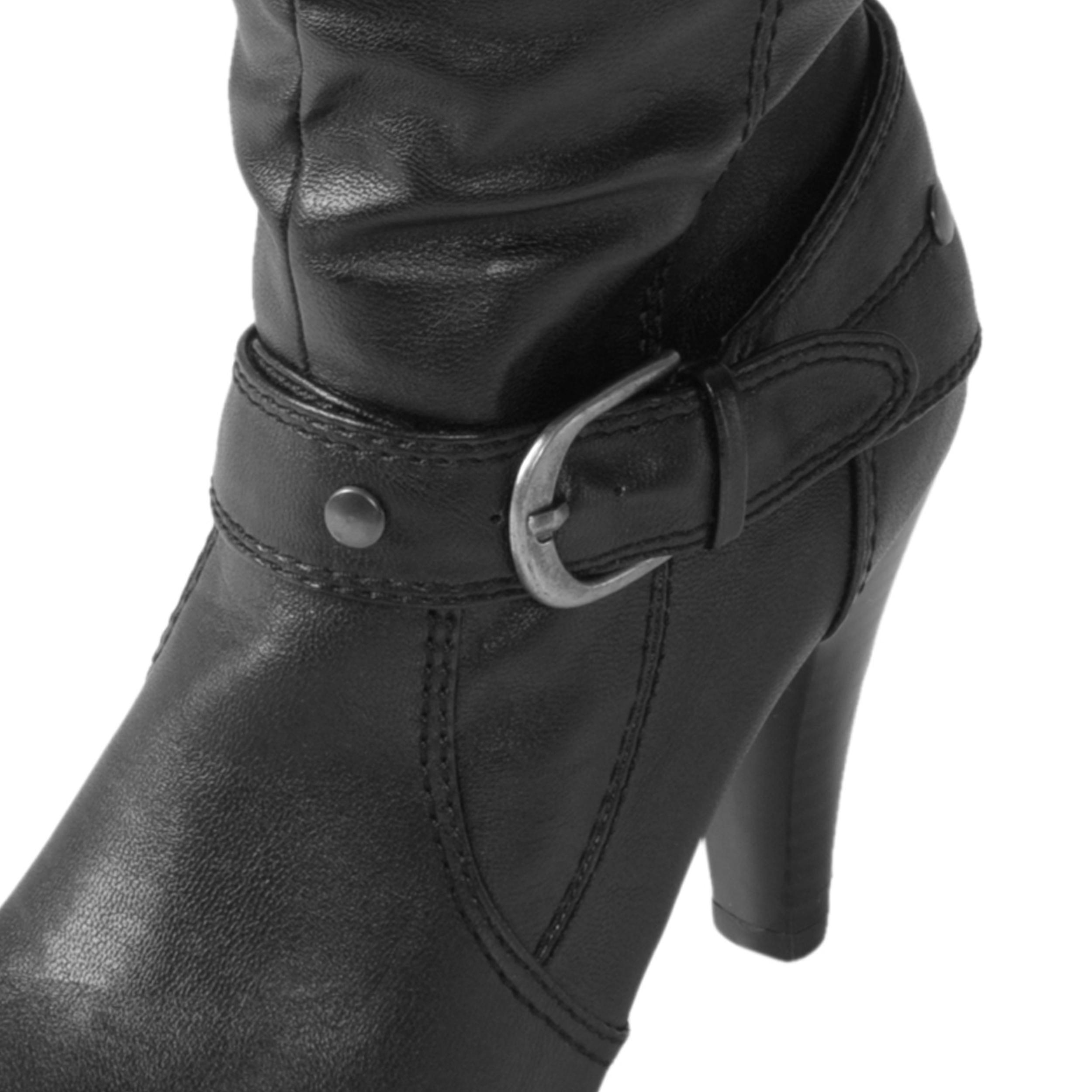 Journee Collection Women's 'Orem-03' Buckle Detail High Heel Boots