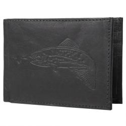 Boston Traveler Men's Genuine Leather Trout Embossed Bi-fold Wallet