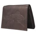 Boston Traveler Men's Genuine Leather Trout Embossed Tri-fold Wallet